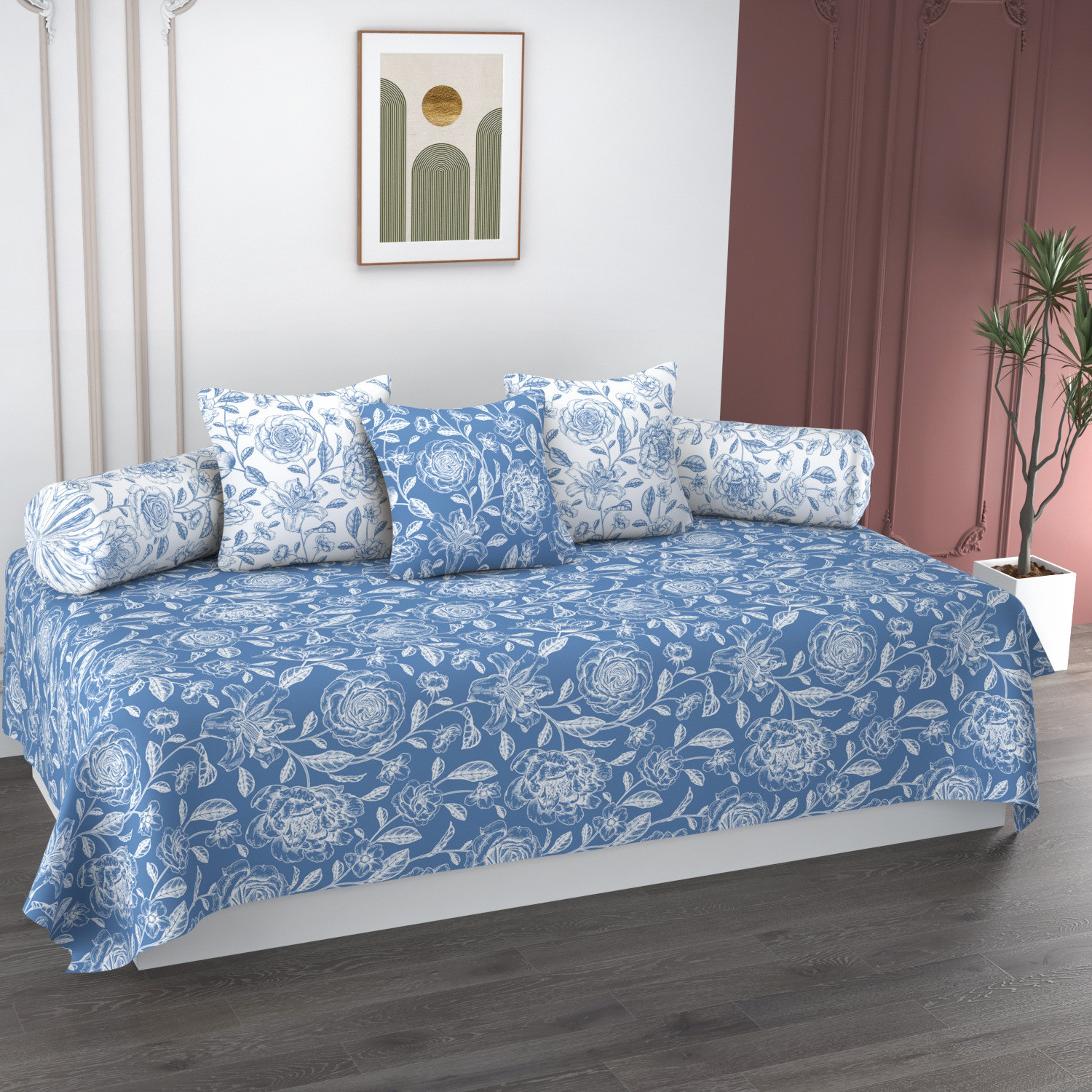 Image of HIDECOR Cotton Floral Diwan Set