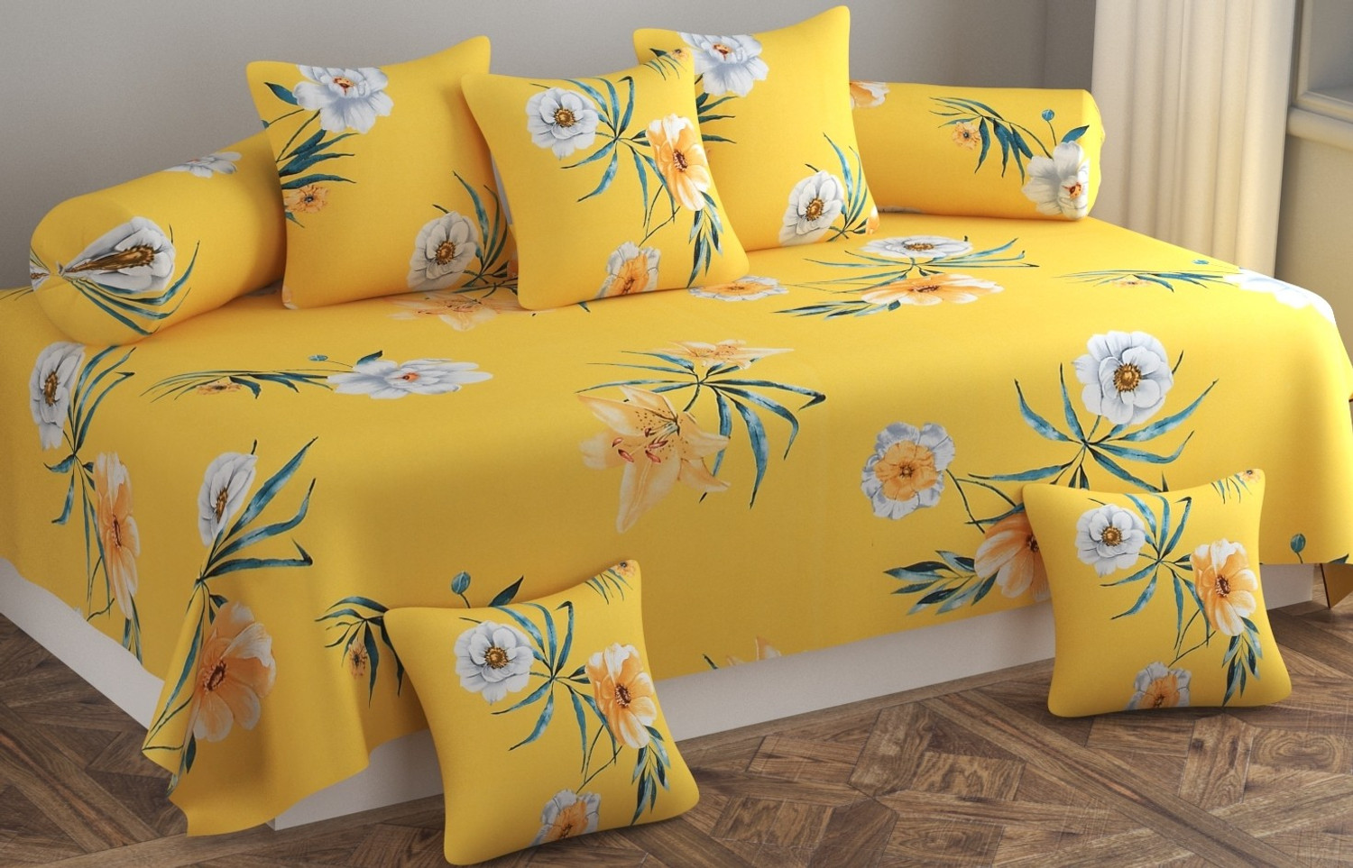 Image of STEDO Cotton Floral Diwan Set