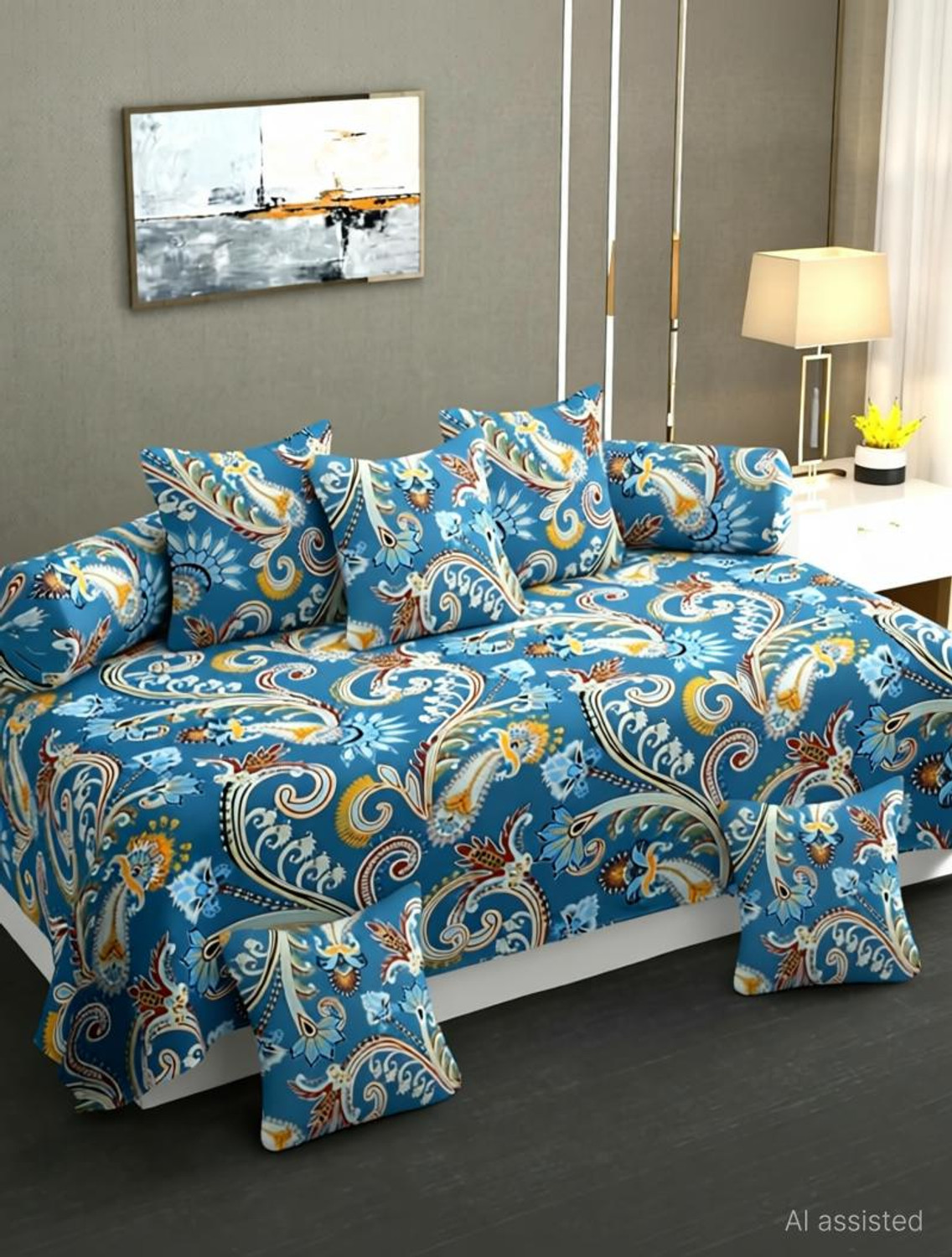 Image of CHHILAKIYA Cotton Abstract Diwan Set