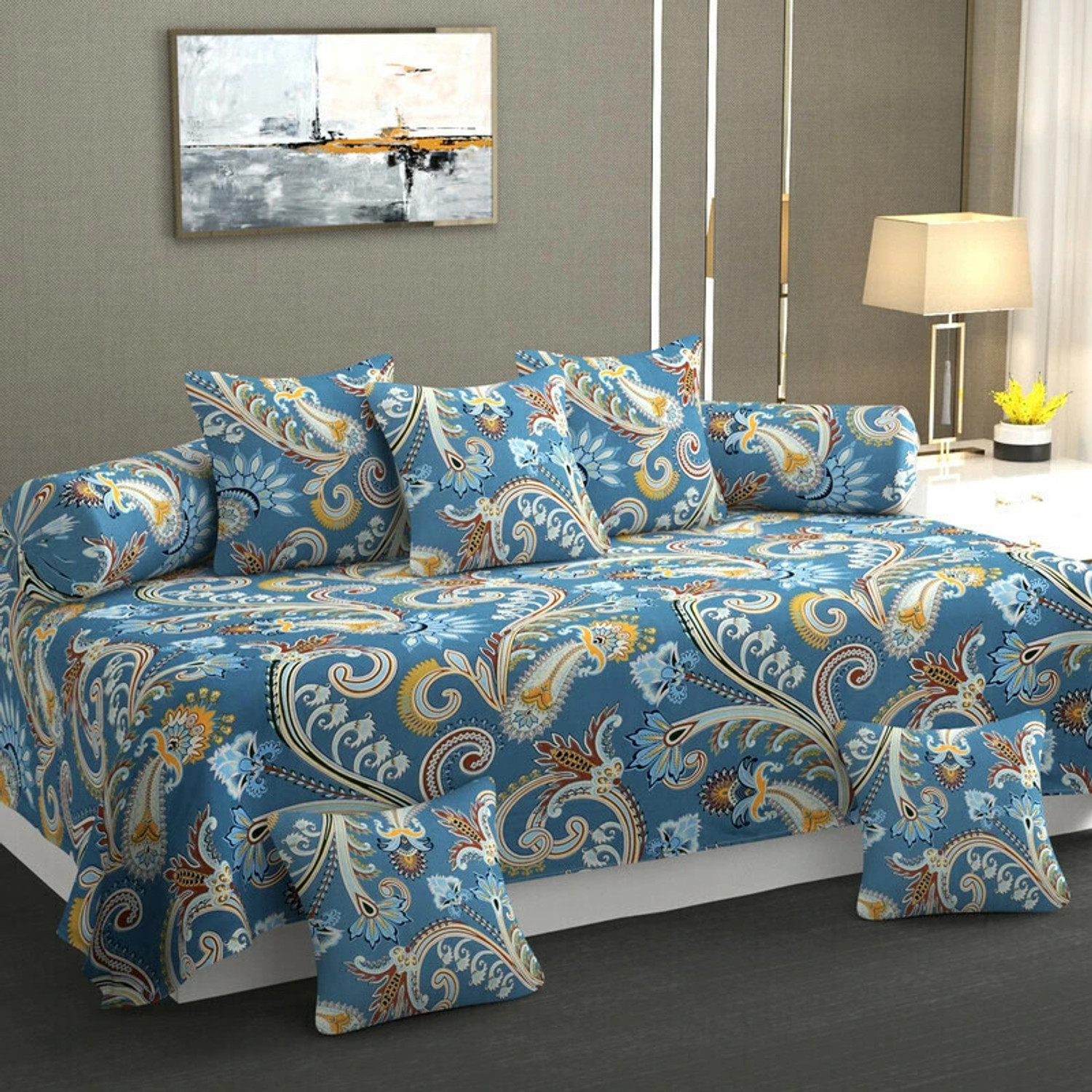 Image of CHHILAKIYA Cotton Abstract Diwan Set
