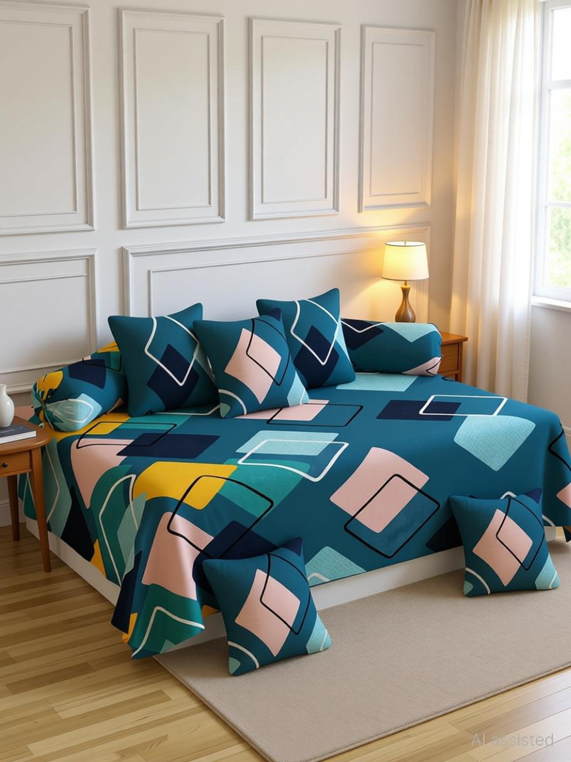 Image of CHHILAKIYA Cotton Abstract Diwan Set