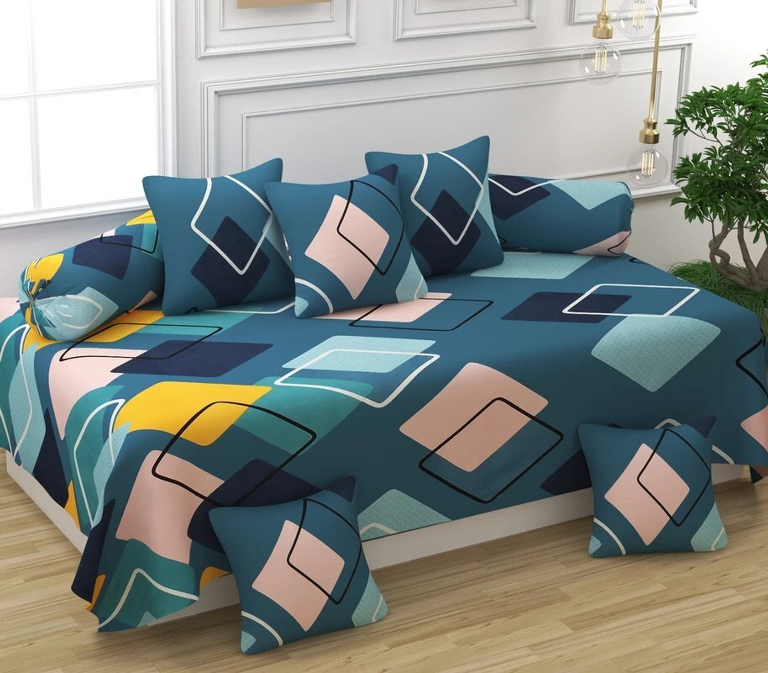 Image of CHHILAKIYA Cotton Abstract Diwan Set