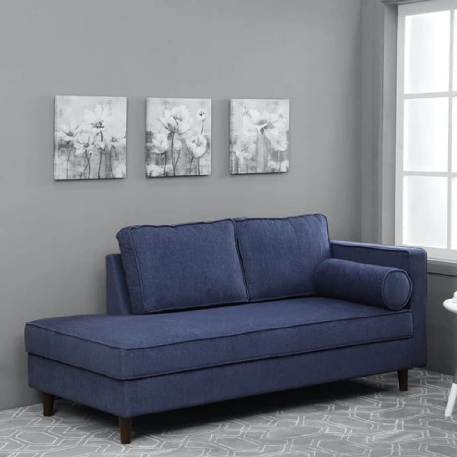 Image of DMKDecor Right arm Chaise Lounger Settee for livingroom Bedroom Office Hotel Fabric Diwan
