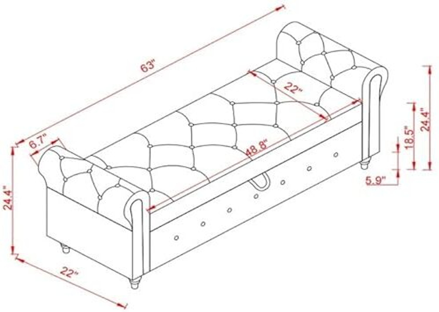Image of Friends Life CLASSIC LIVING TUFTED CUSION DESIGN 3 SEATER BENCH /OTTOMAN / SOFA FOR HOME Solid Wood Diwan
