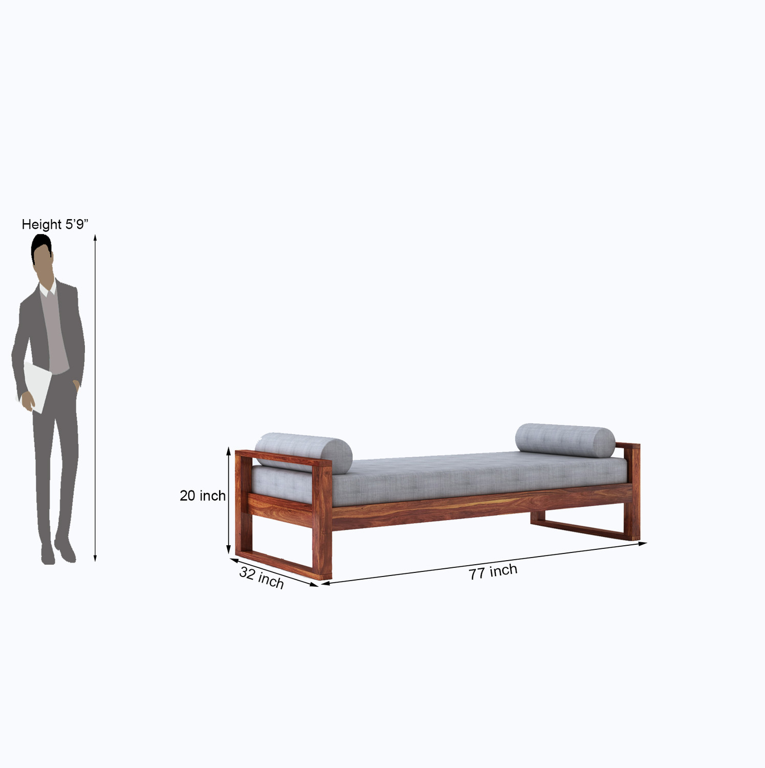 Image of Suncrown Furniture UrbanFold Sheesham Wood Diwan Bed For Living Room Solid Wood Diwan (Finish Color -Honey, DIY(Do-It-Yourself))