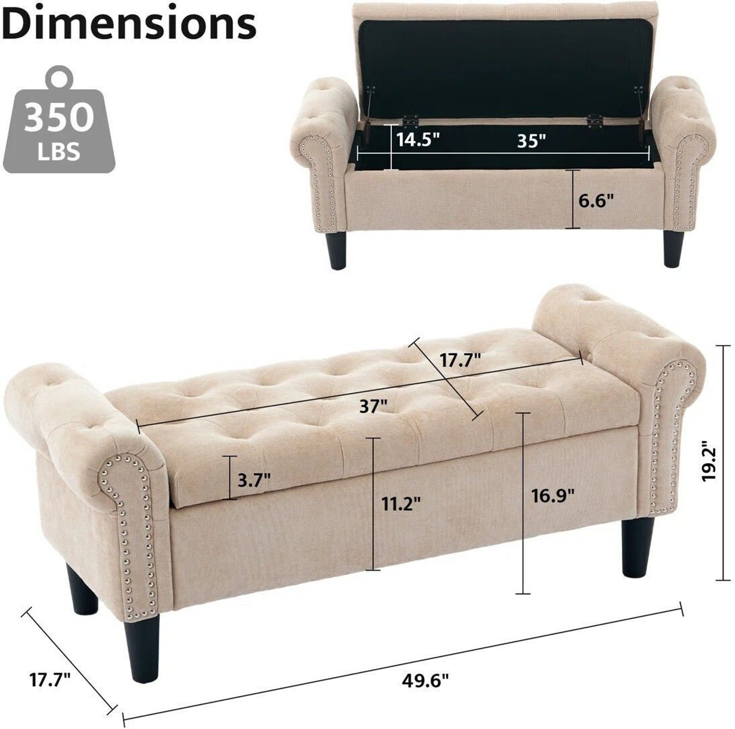 Image of Friends Life CLASSIC LIVING TUFTED CUSION DESIGN 3 SEATER BENCH /OTTOMAN / SOFA FOR HOME Solid Wood Diwan
