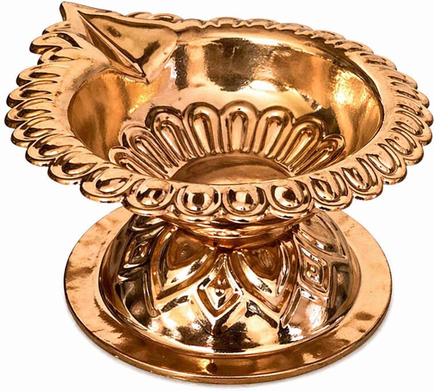 Butee Traditional Copper Akhand Diya Decorative Puja Lamp for Mandir Copper Table Diya