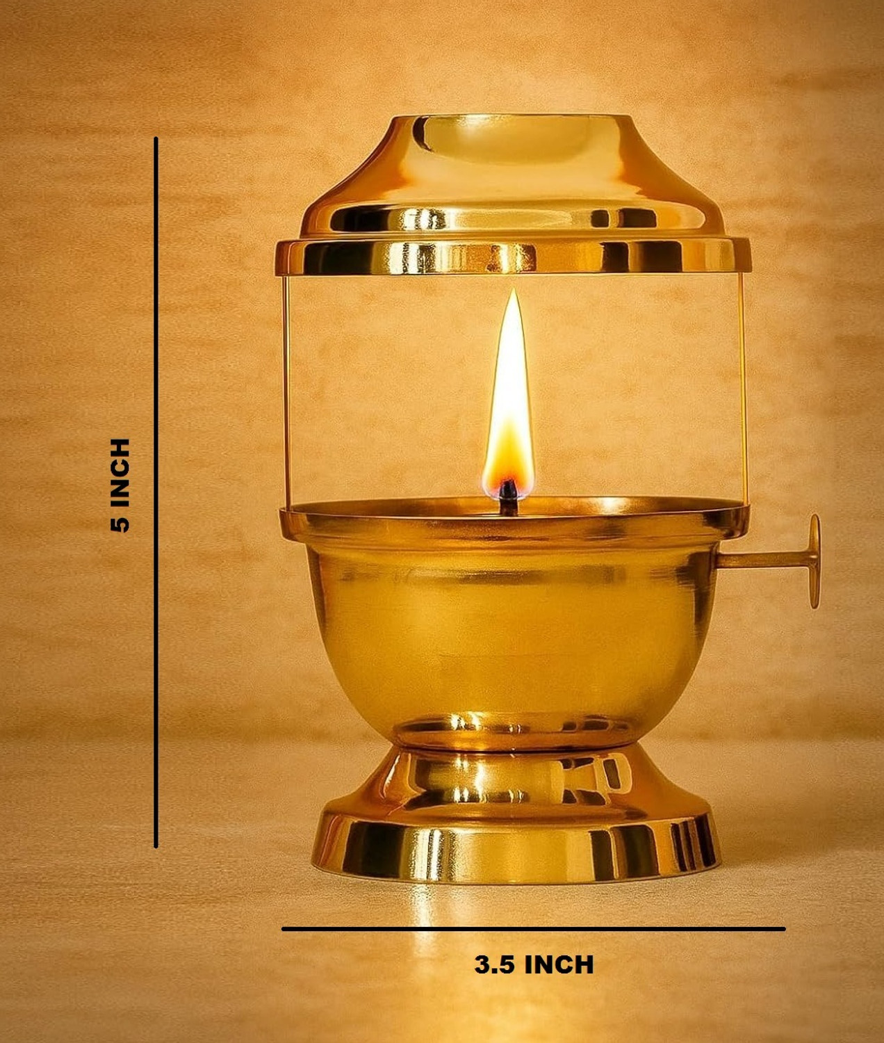 Image of Besnik Arts Akhand Jyot with Adjustable Batti Knob 250 ml Capacity Burns for Hours Large Iron Table Diya