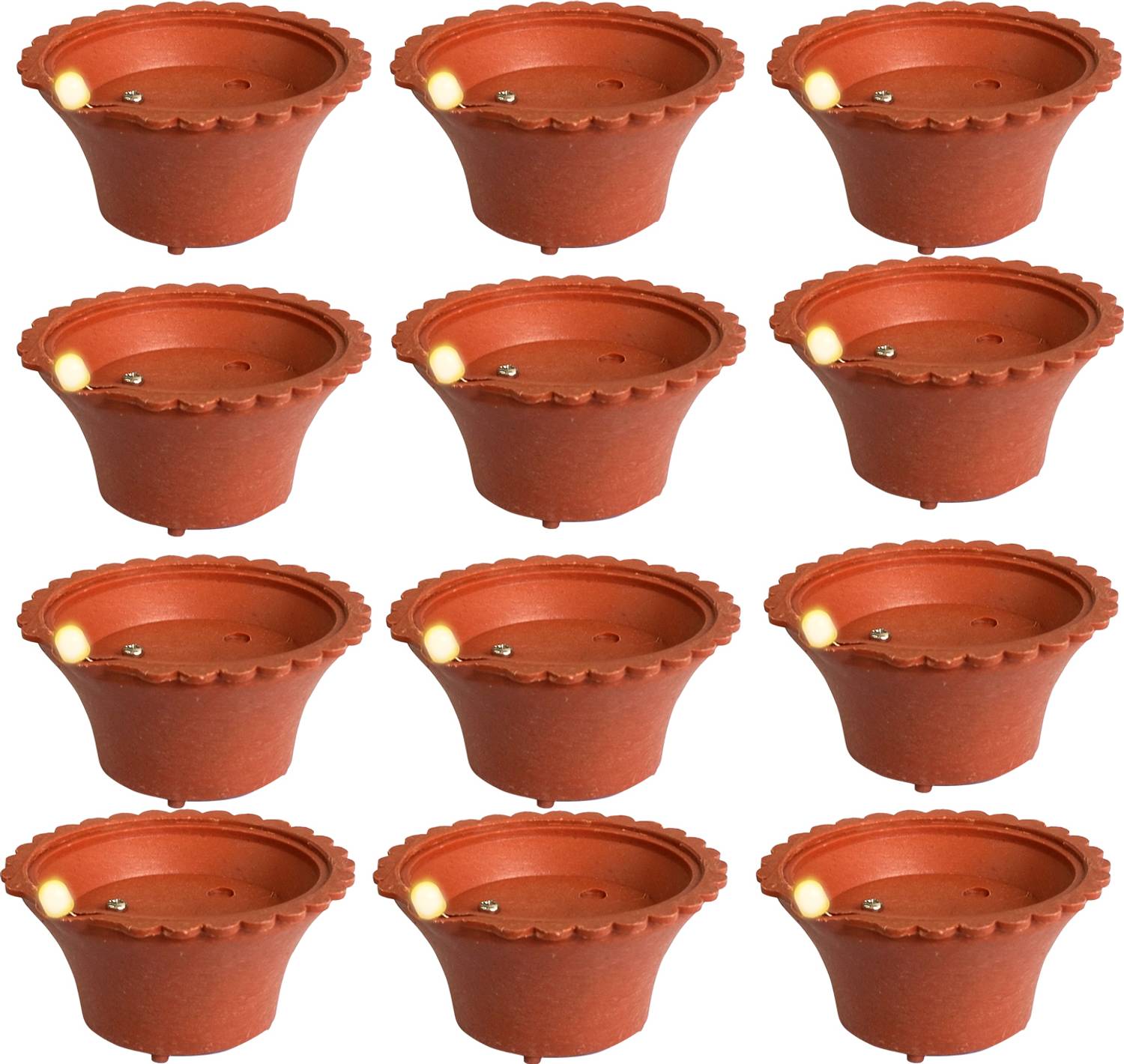Aakriti Water Led Diyas E-Diya, Led Diyas for Home Office, Pooja Ghar, Festivals Decor Plastic (Pack of 12) Table Diya Set