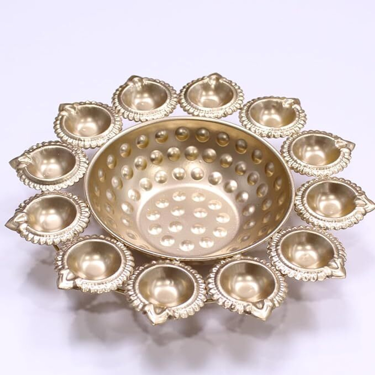 Image of M&V CRAFT PURE METAL Diya Urli Tealight Holder for Diwali DECORATION 10.5 inch Cast Iron Table Diya Set (Height: 2 inch)