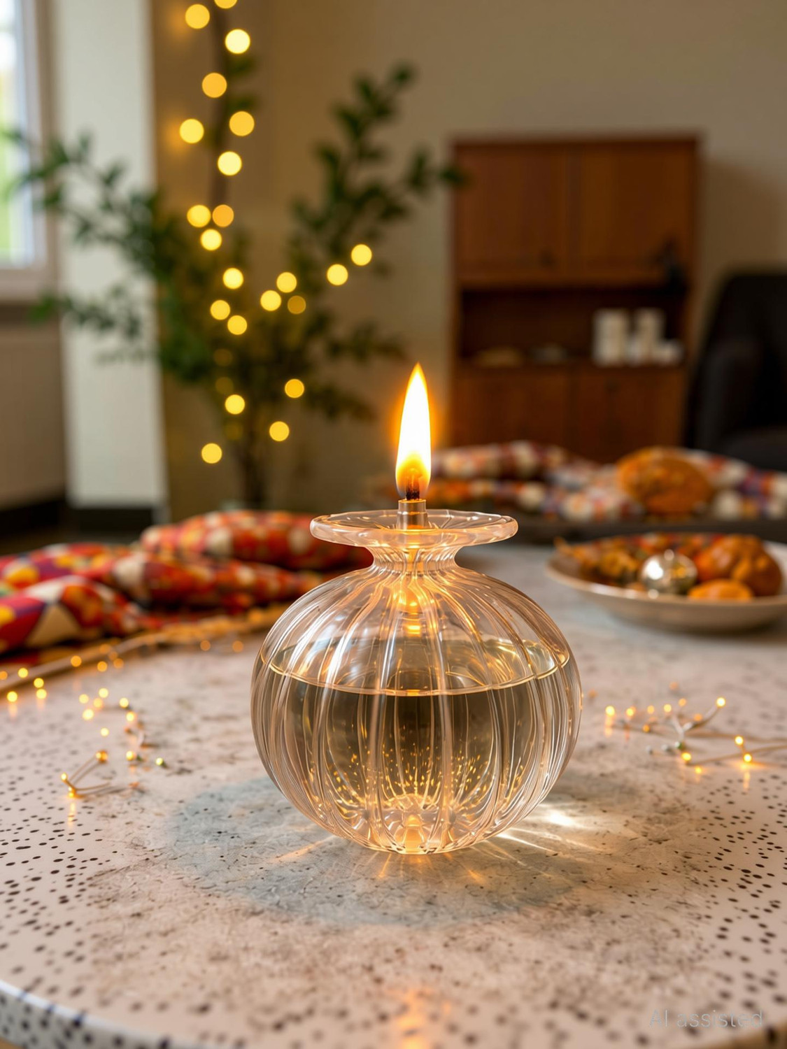 Image of NISHIV Modak Diya Luxury Glass Oil Lamp- Heat Resistant / Mandir Decoration Glass Table Diya