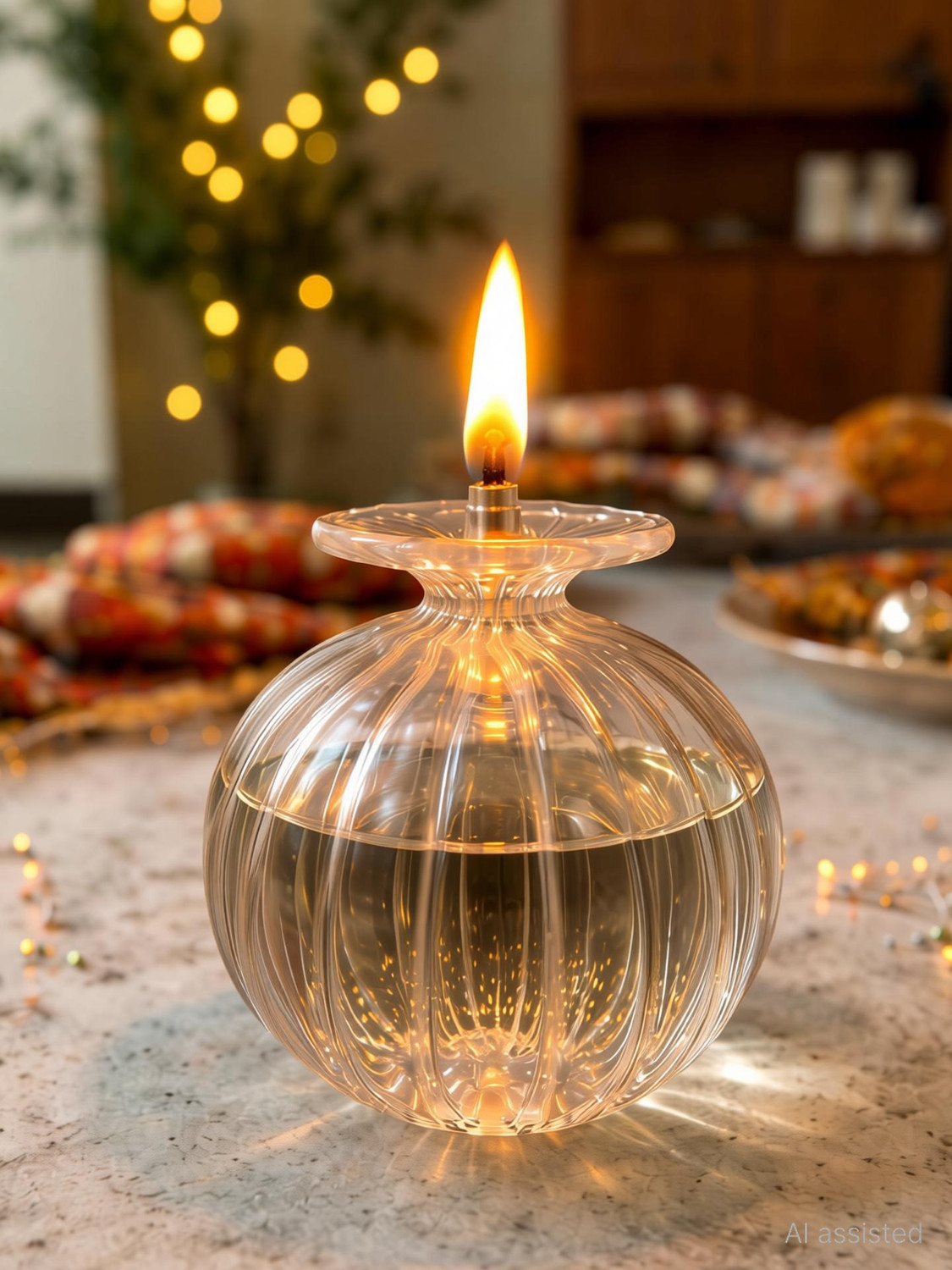 Image of NISHIV Modak Diya Luxury Glass Oil Lamp- Heat Resistant / Mandir Decoration Glass Table Diya