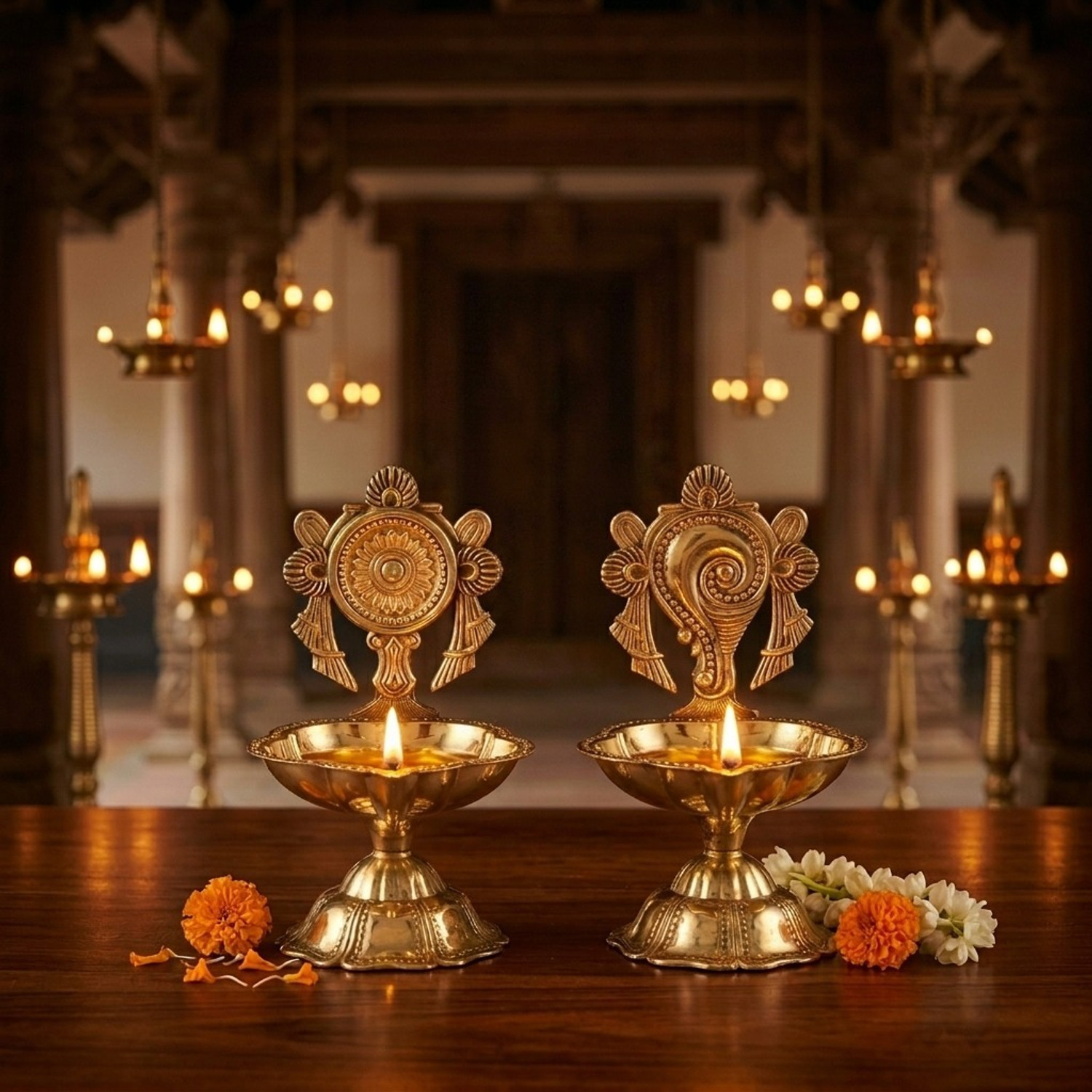 Image of Agromech Brass (Pack of 2) Table Diya Set