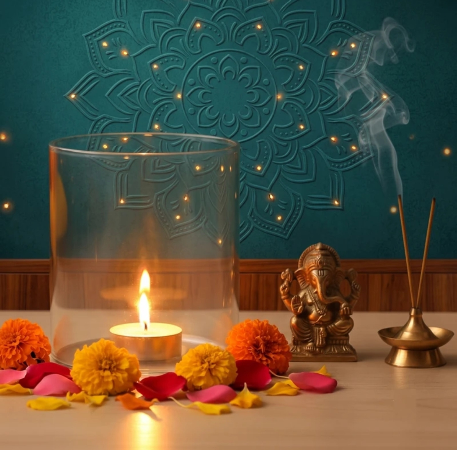 Image of Ein Sof Borosilicate Glass (Pack of 2) Table Diya Set