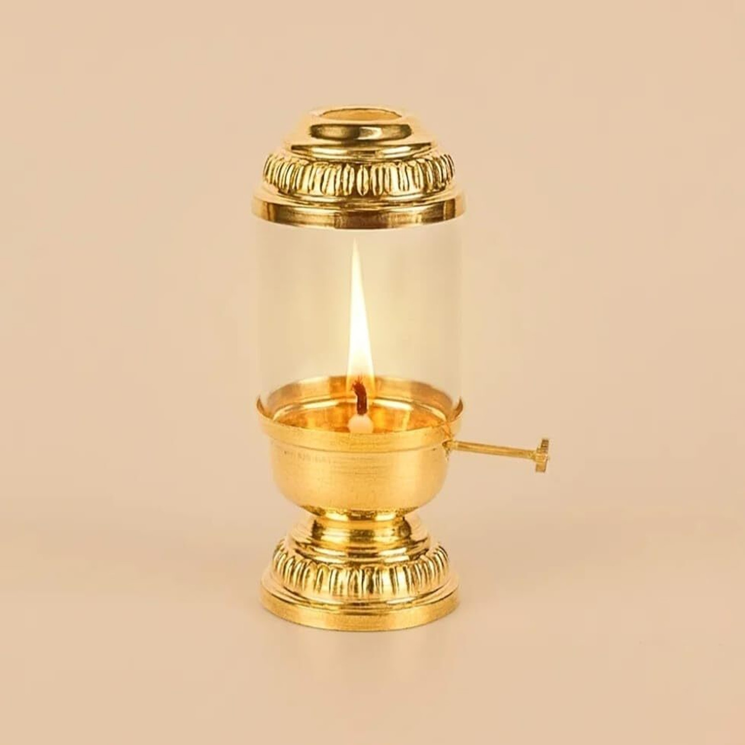 Image of kunmetal pooja,navratri,diwali metal brass finish akhand jyoti diya with adjustable bati Iron Table Diya