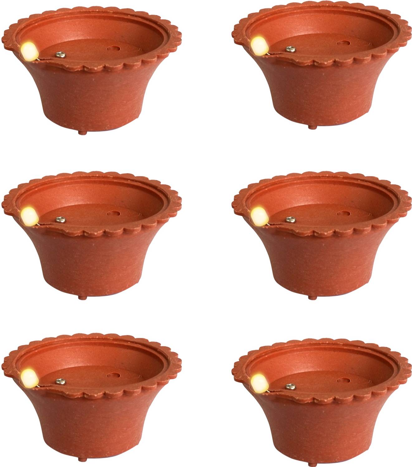 Aakriti Water Led Diyas E-Diya, Led Diyas for Home Office, Pooja Ghar, Festivals Decor Plastic (Pack of 6) Table Diya Set