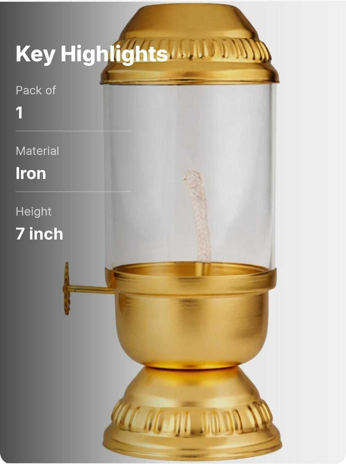 Image of kunmetal pooja,navratri,diwali metal brass finish akhand jyoti diya with adjustable bati Iron Table Diya