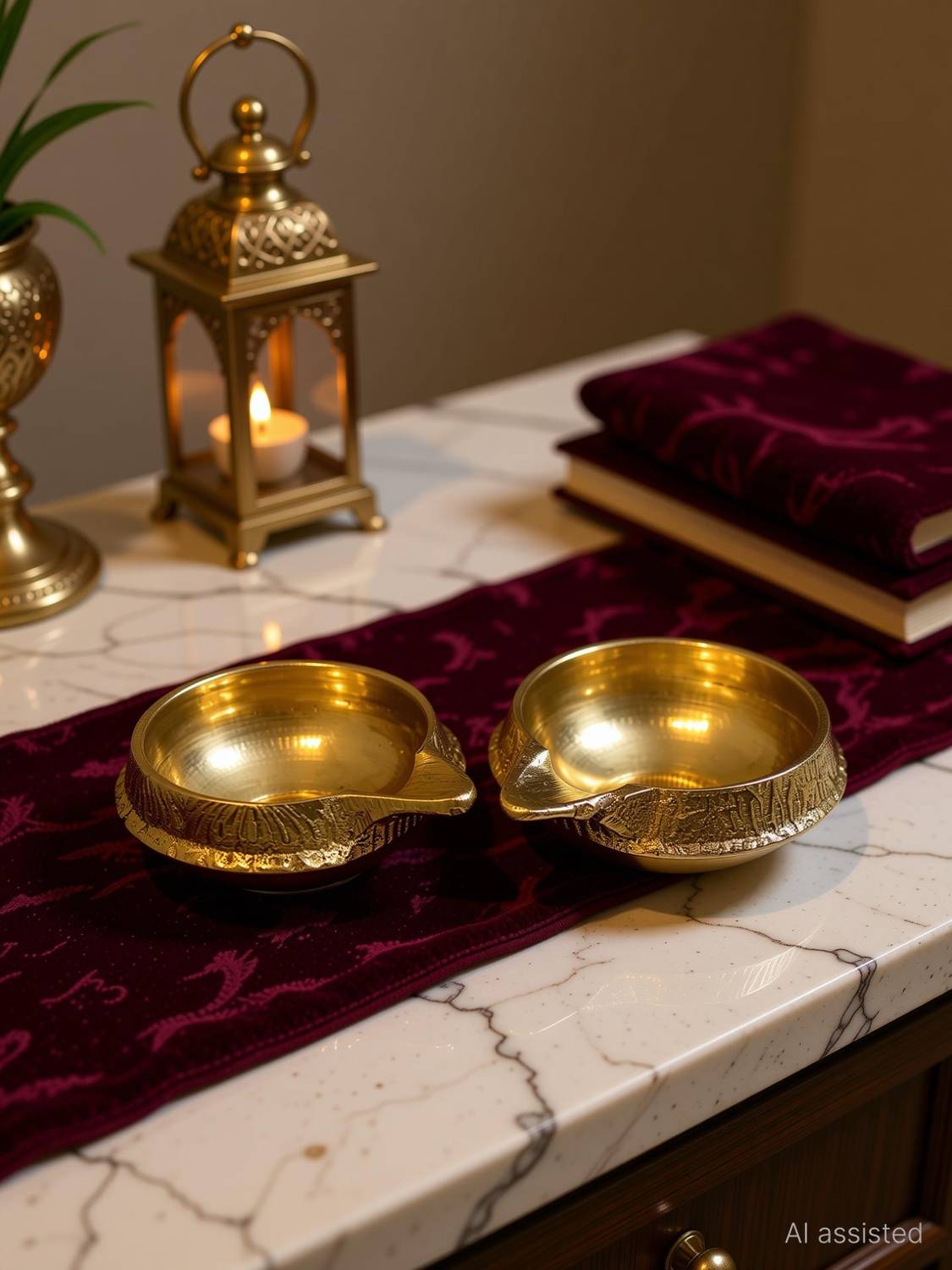 Astrosale Brass Kuber Diya To Increase Wealth & Prosperity Brass Table Diya Set