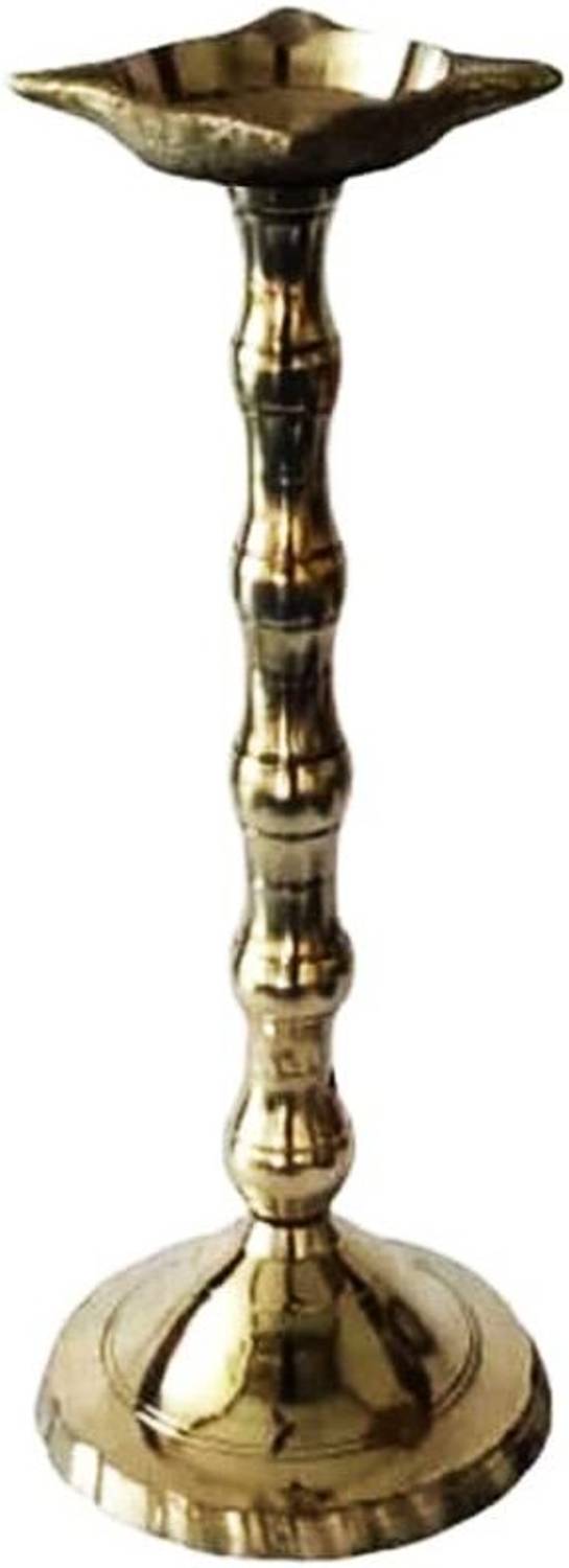 Adalic Brass Square Diya Oil lamp Made of Brass Metal (2.5 Width x 8 Height Inch) Brass Table Diya