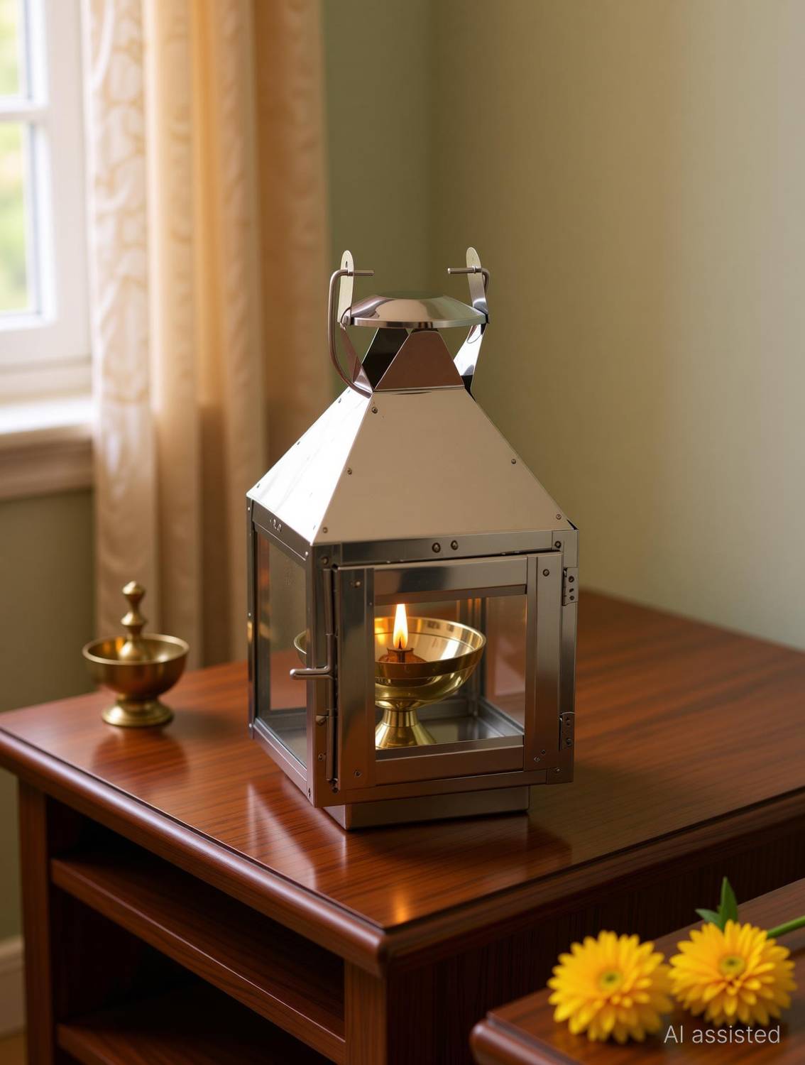 HOUZZPLUS Akhand Diya with Glass Cover - Image 2