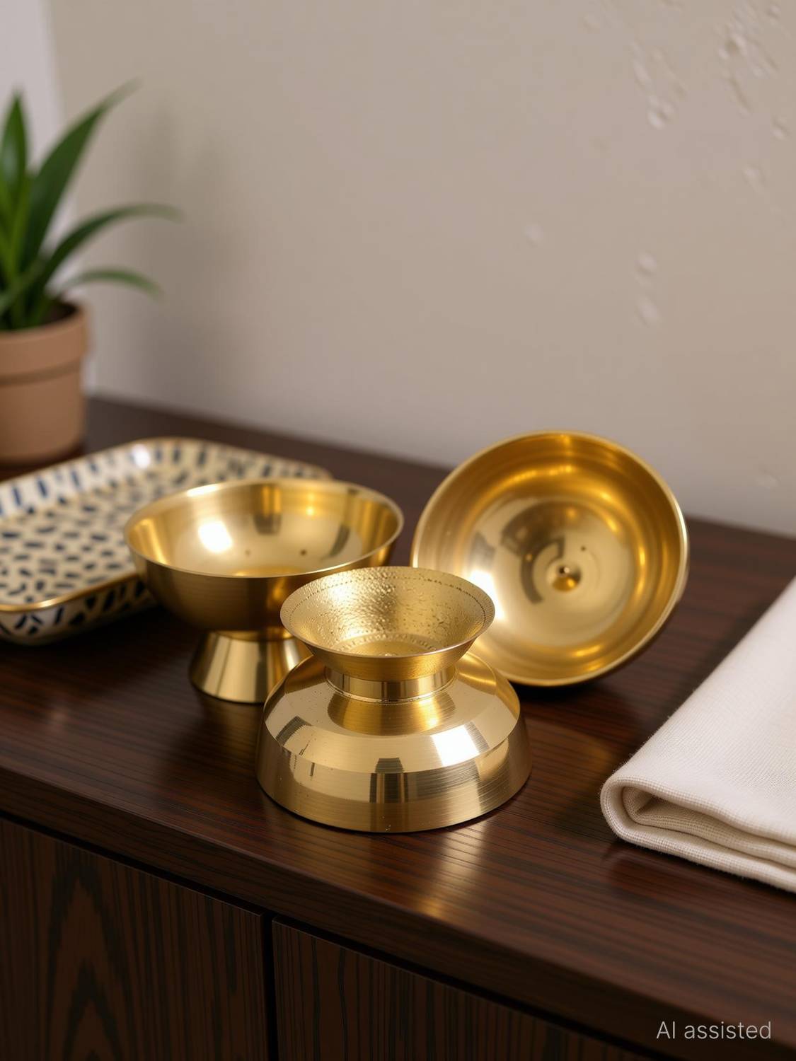 Astrosale Brass Jyot Batti Diya Stand ( Pack of 4) Brass (Pack of 3) Table Diya