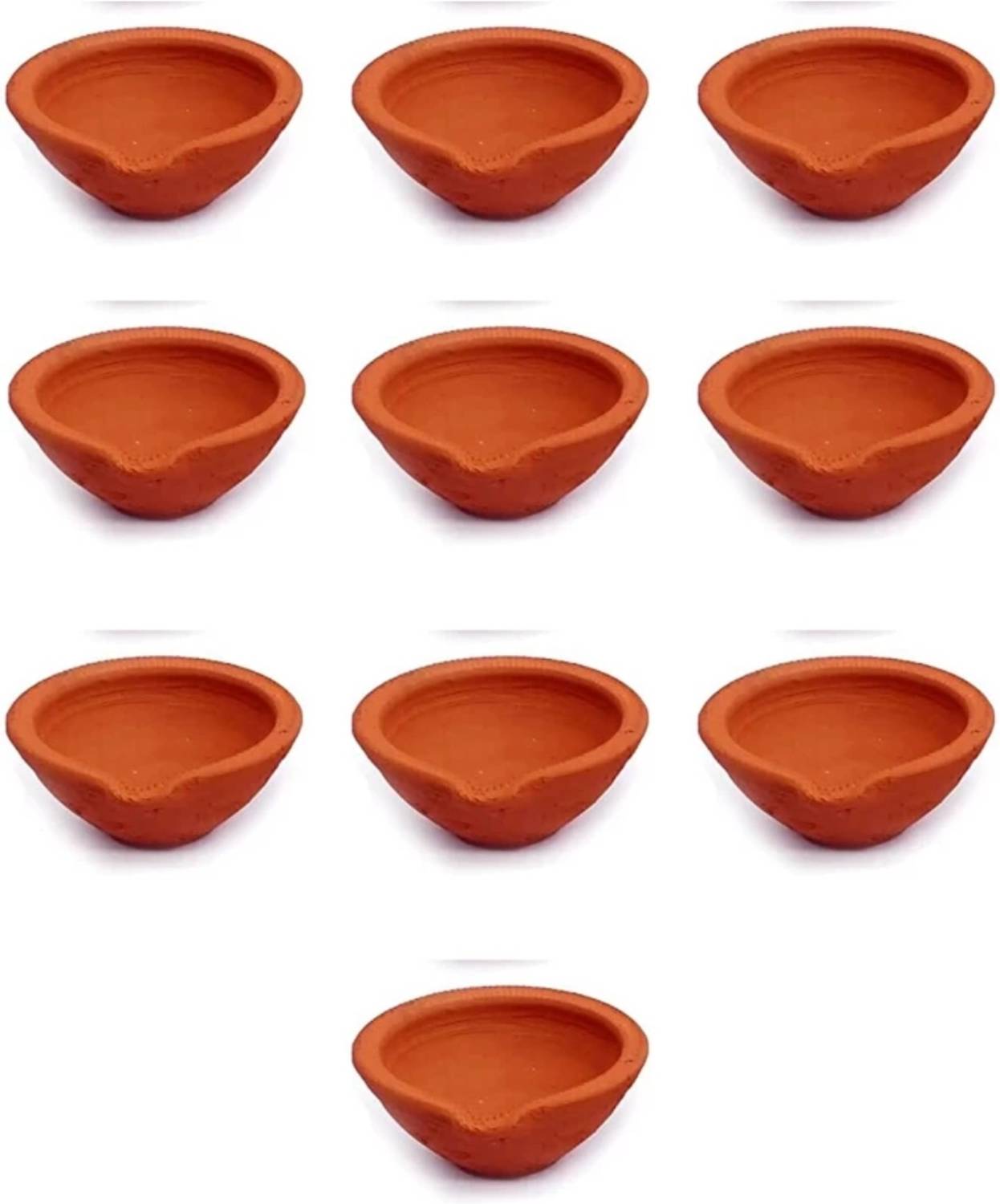 Artfound Hand Made Clay Mitti Diya Deepak Oil Lamp for Diwali Festival Pooja Article Earthenware (Pack of 10) Table Diya Set