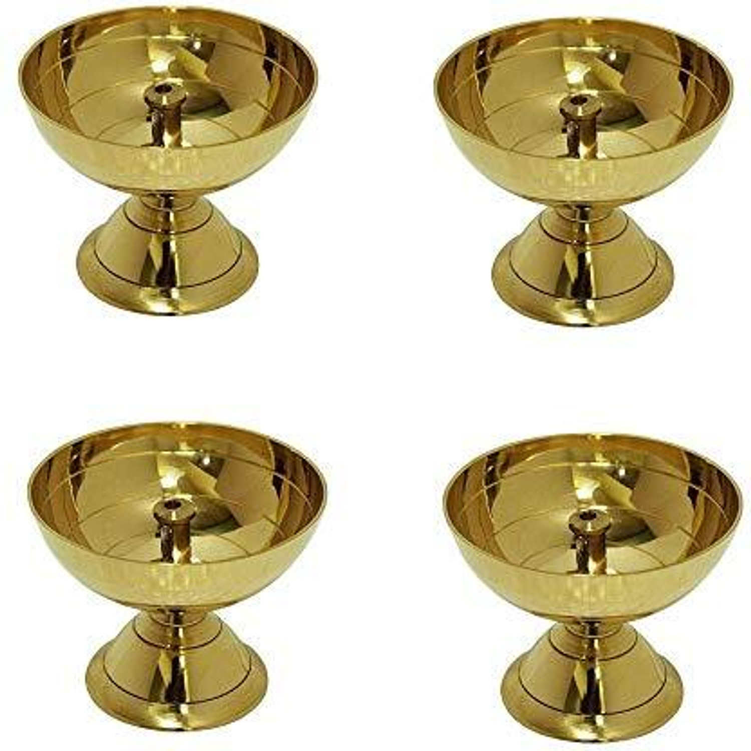 Image of WQT Brass Diya For Deepak Poojan, Akhand Jyot, Home Brass (Pack of 4) Table Diya