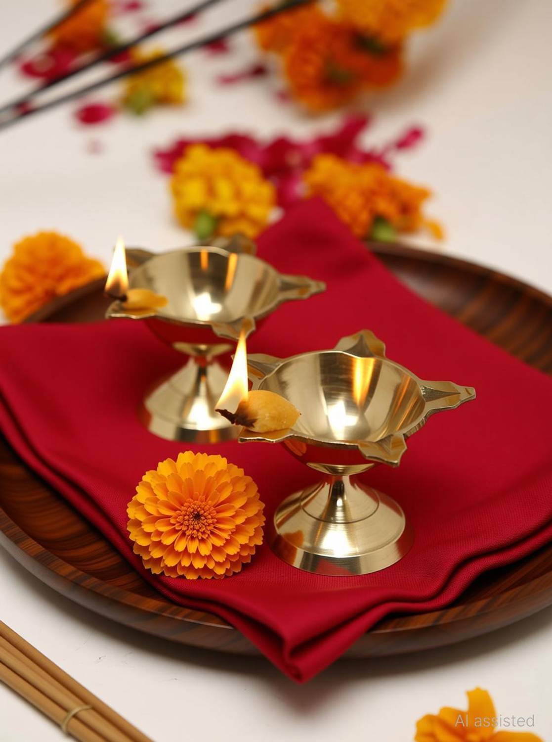 Diya Brass Oil Lamp Dorée 3 Pouces - Lampe à Huile Traditionnelle Pour Pooja