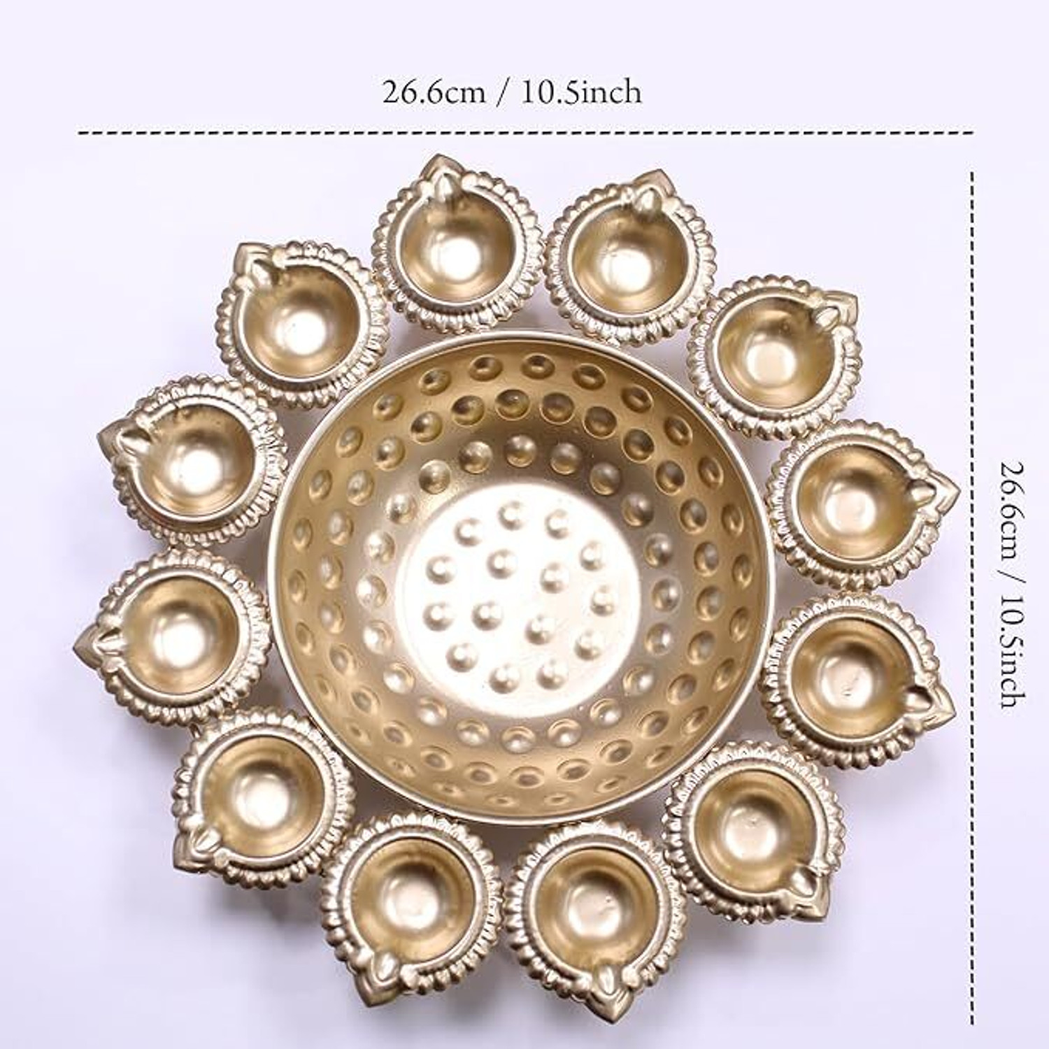 Image of M&V CRAFT PURE METAL Diya Urli Tealight Holder for Diwali DECORATION 10.5 inch Cast Iron Table Diya Set (Height: 2 inch)