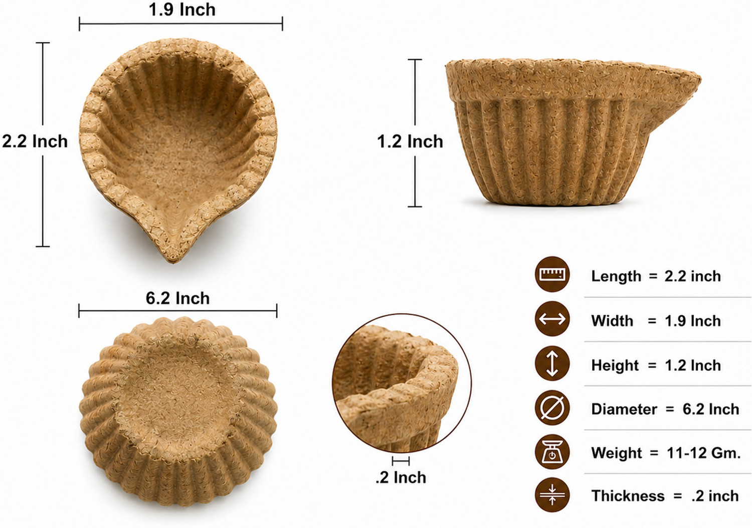 Image of GAUMATA Desi Cow Dung Diyas 48 | Panchagavya Diya | Valikku | Deepam Cow Dung (Pack of 48) Table Diya Set