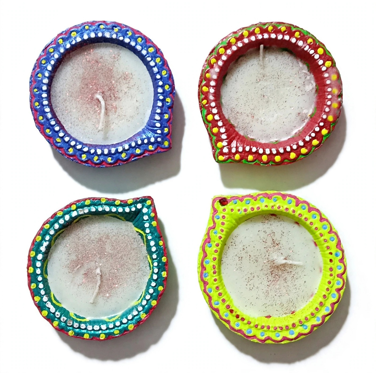 Image of kashi diya creation Laxmi Diya -01 Terracotta (Pack of 4) Table Diya Set