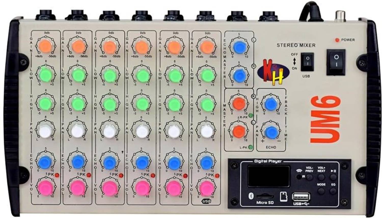 KH 6-Channel Stereo Echo DJ Sound Mixer - Image 1