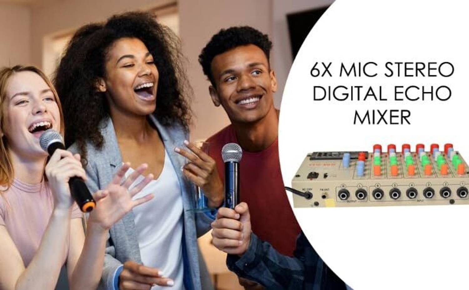 KH 6-Channel Stereo Echo DJ Sound Mixer - Image 4