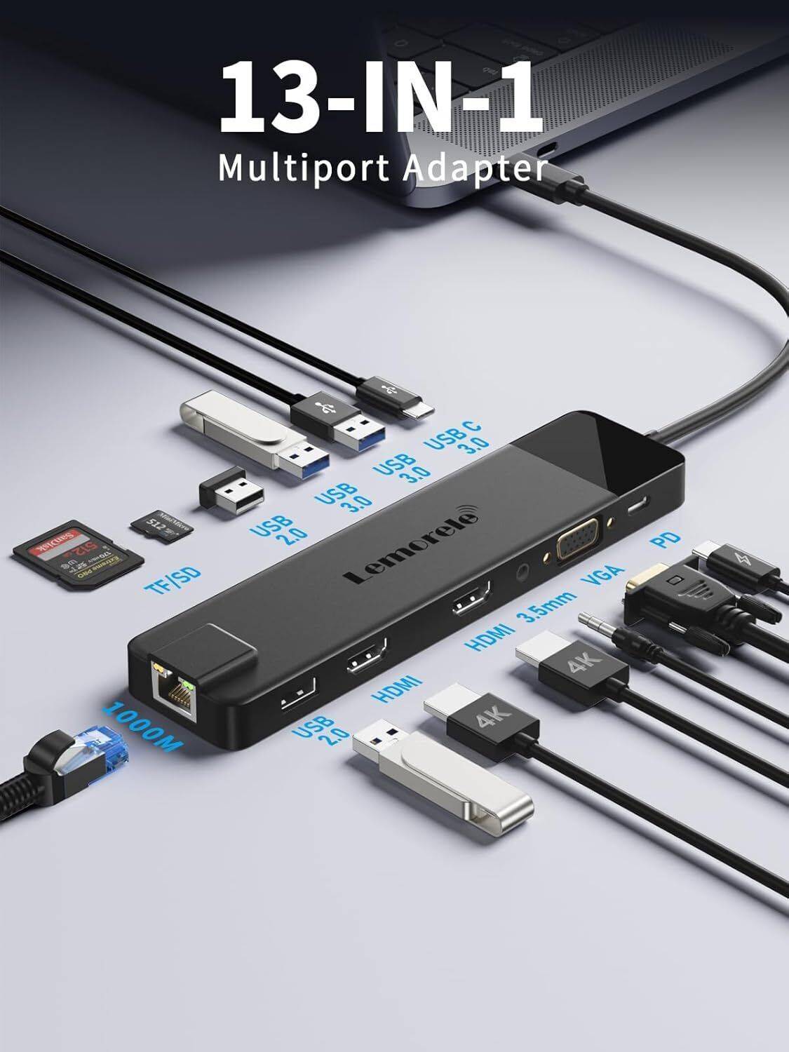 Lemorele 13 in 1 USB C Docking Station TC100 - Image 2
