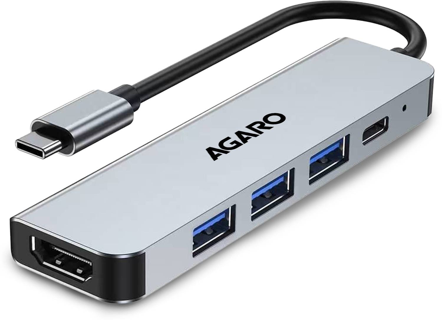 AGARO 5-in-1 Type-C Multi-Port Hub, 4K@60Hz USB-C to HDMI Adapter, 85W PD Charging, 5-in-1 Type-C Multi-Port Hub