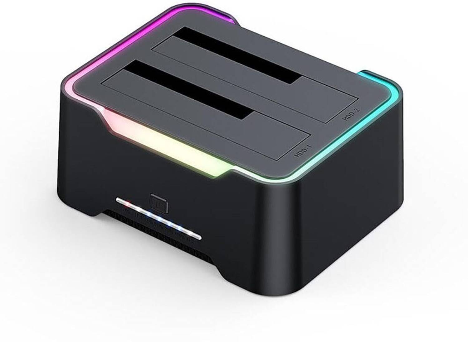 Station D'Accueil Disque Dur FIDECO USB 3.0 - 2 Baies Aluminium Avec Hub 3 Ports, Clonage Hors Ligne Jusqu'à 18To