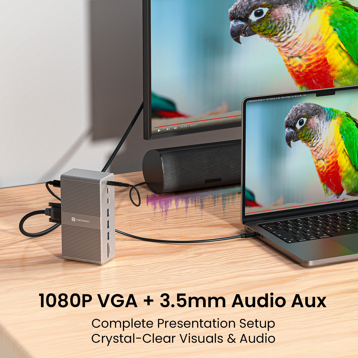 Image of Portronics Mport Vault 13-in-1 USB-C Metal Docking Station for Windows & macOS POR-3248 Docking Station