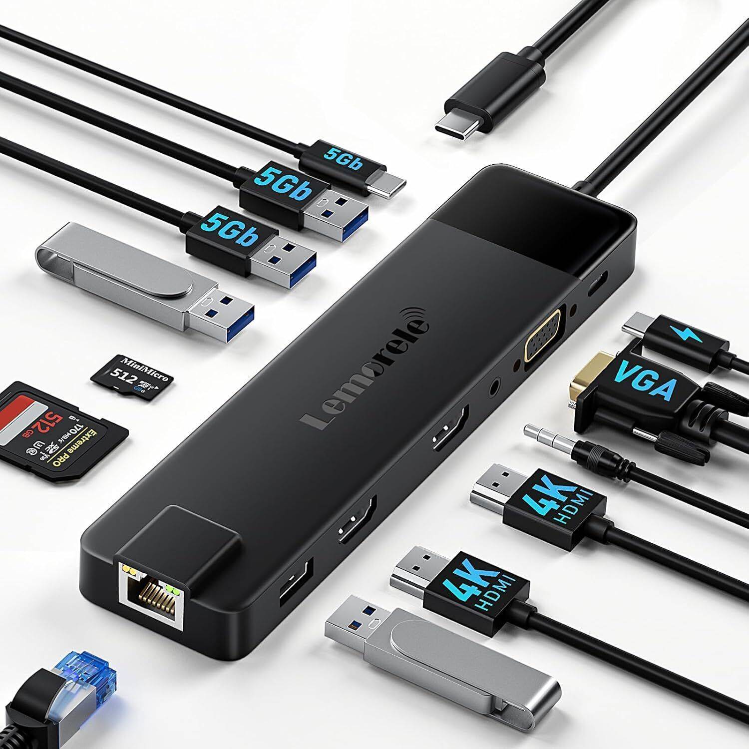 Lemorele 13 in 1 USB C Docking Station TC100 - Image 1