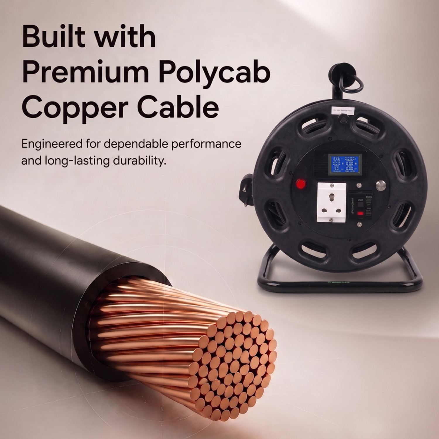 Image of WunderCurrent W3 Ultra EV Charger with 20 Metres of 4 Sq Mm 3-Core Cable. Ultra Black Charger RCBO Protection (Black)