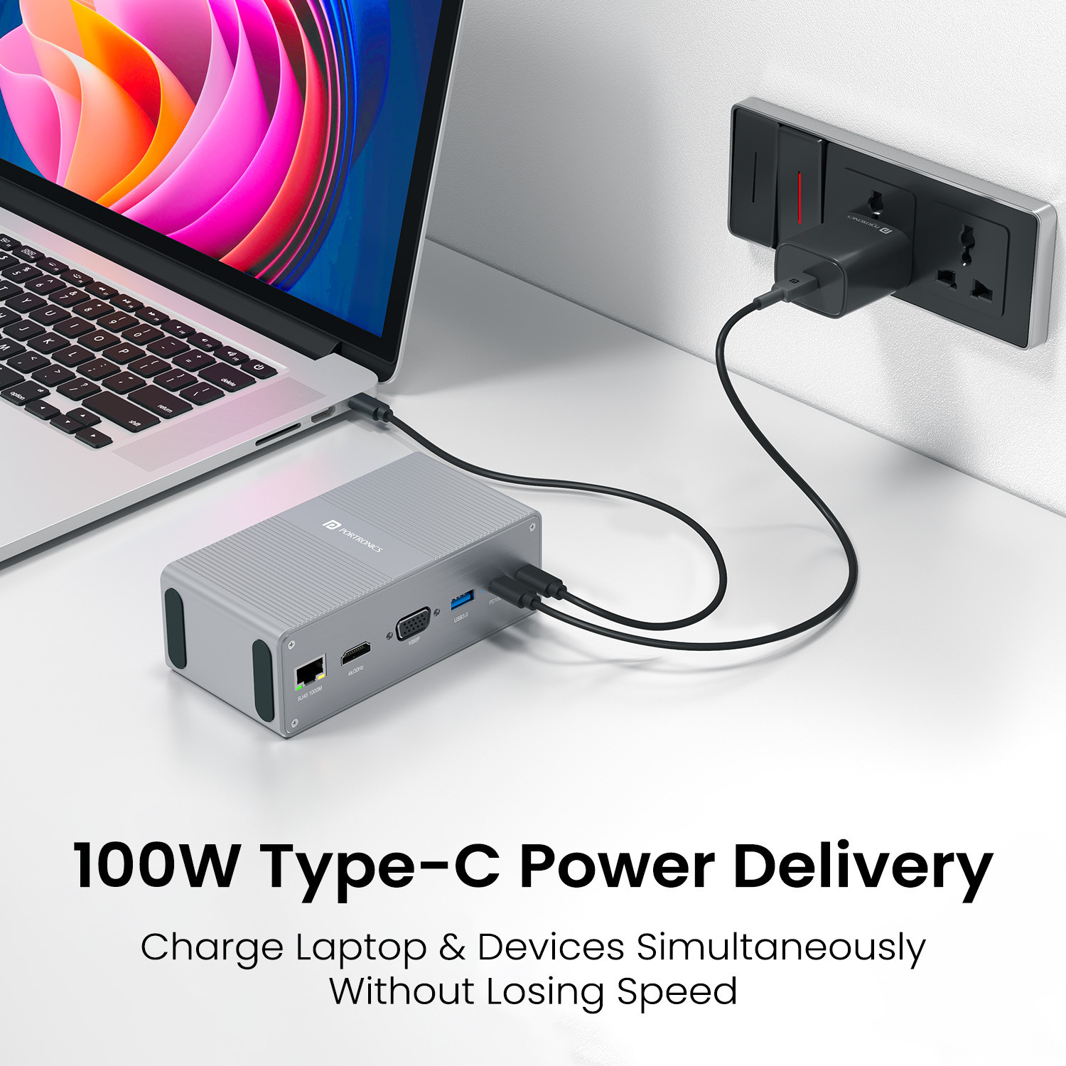 Image of Portronics Mport Vault 13-in-1 USB-C Metal Docking Station for Windows & macOS POR-3248 Docking Station