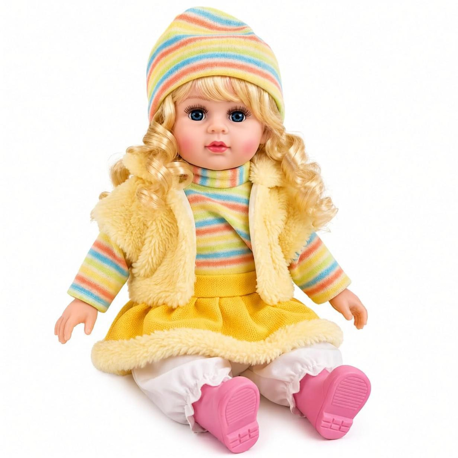 Image of Wubliq Musical Singing Baby Doll with Soft Plush Fabric and Interactive Tummy Button