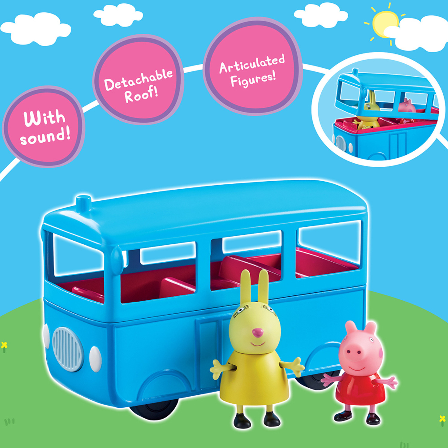 Image of Peppa Pig Peppa's School Bus with Sound Effects, Preschool Toys for Unisex Aged 3+