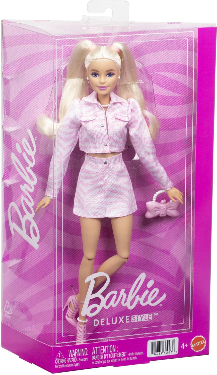 Barbie Deluxe Style Fashion Doll #9 in Pink Denim Set, Blonde - Image 2