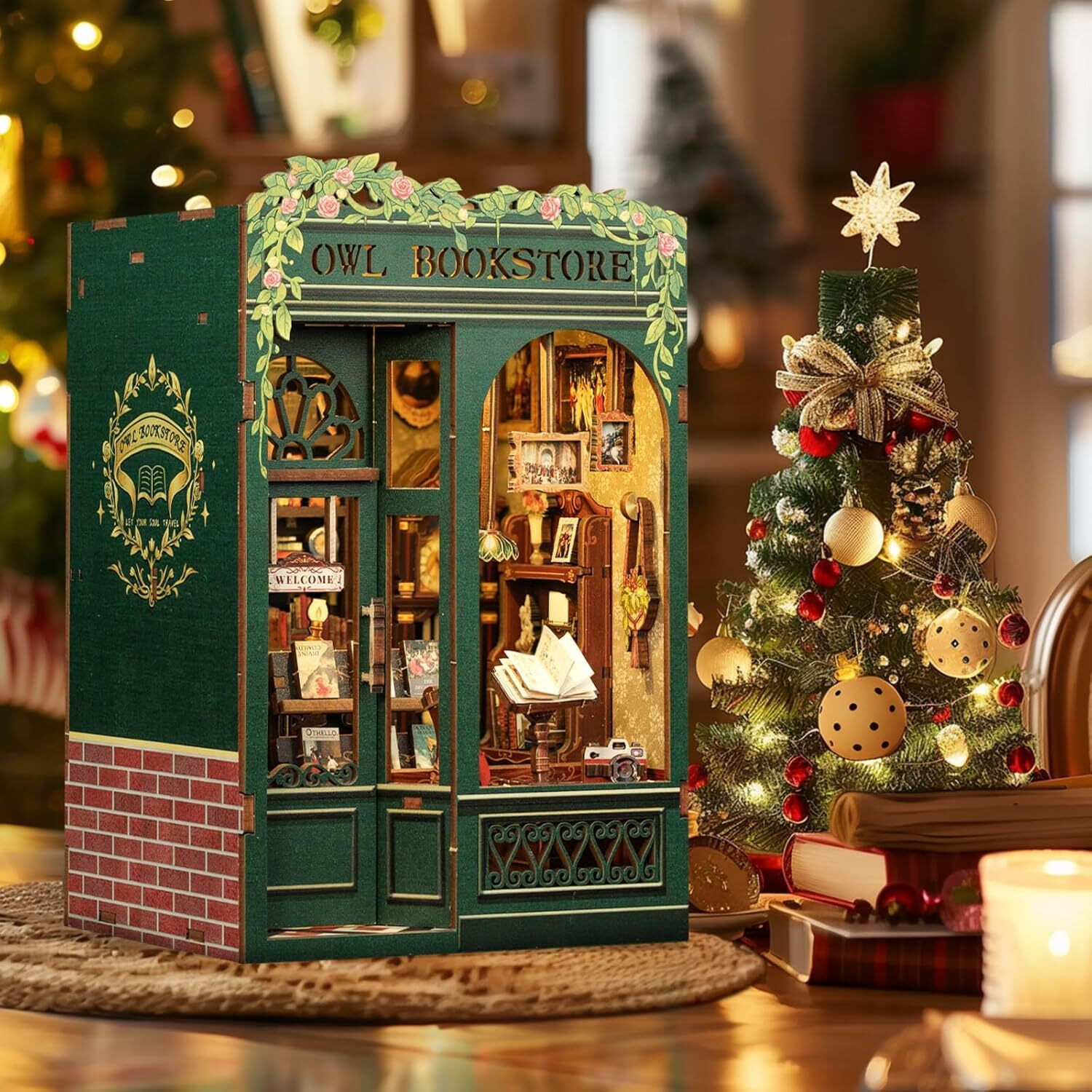 Image of ShoppoStreet DIY Book Nook Kit Miniature House with LED & Dust Cover