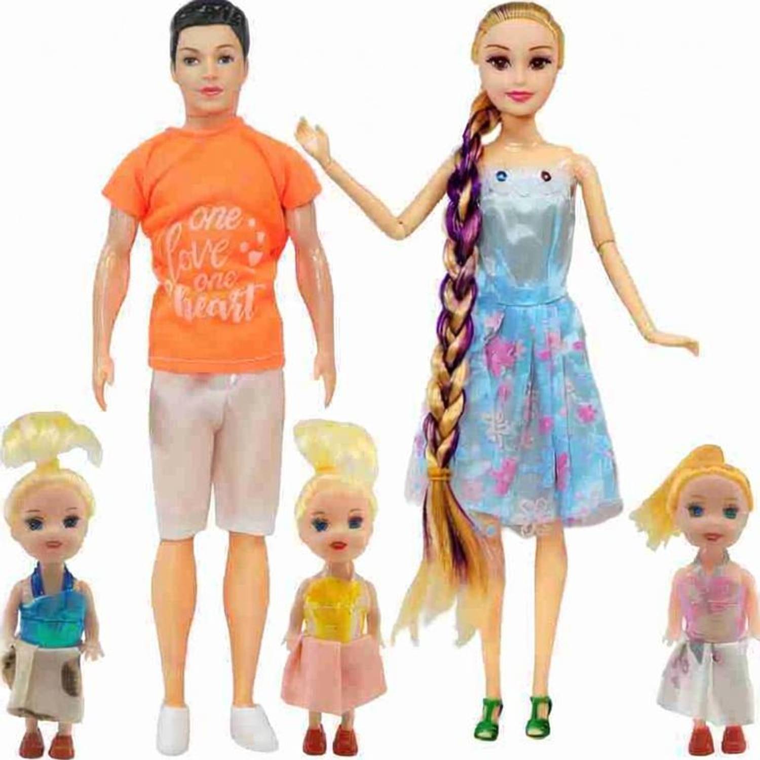 AKANSHA Couple Doll Set with 3 Baby Dolls, Movable Man & Full Foldable & Long Hair Doll