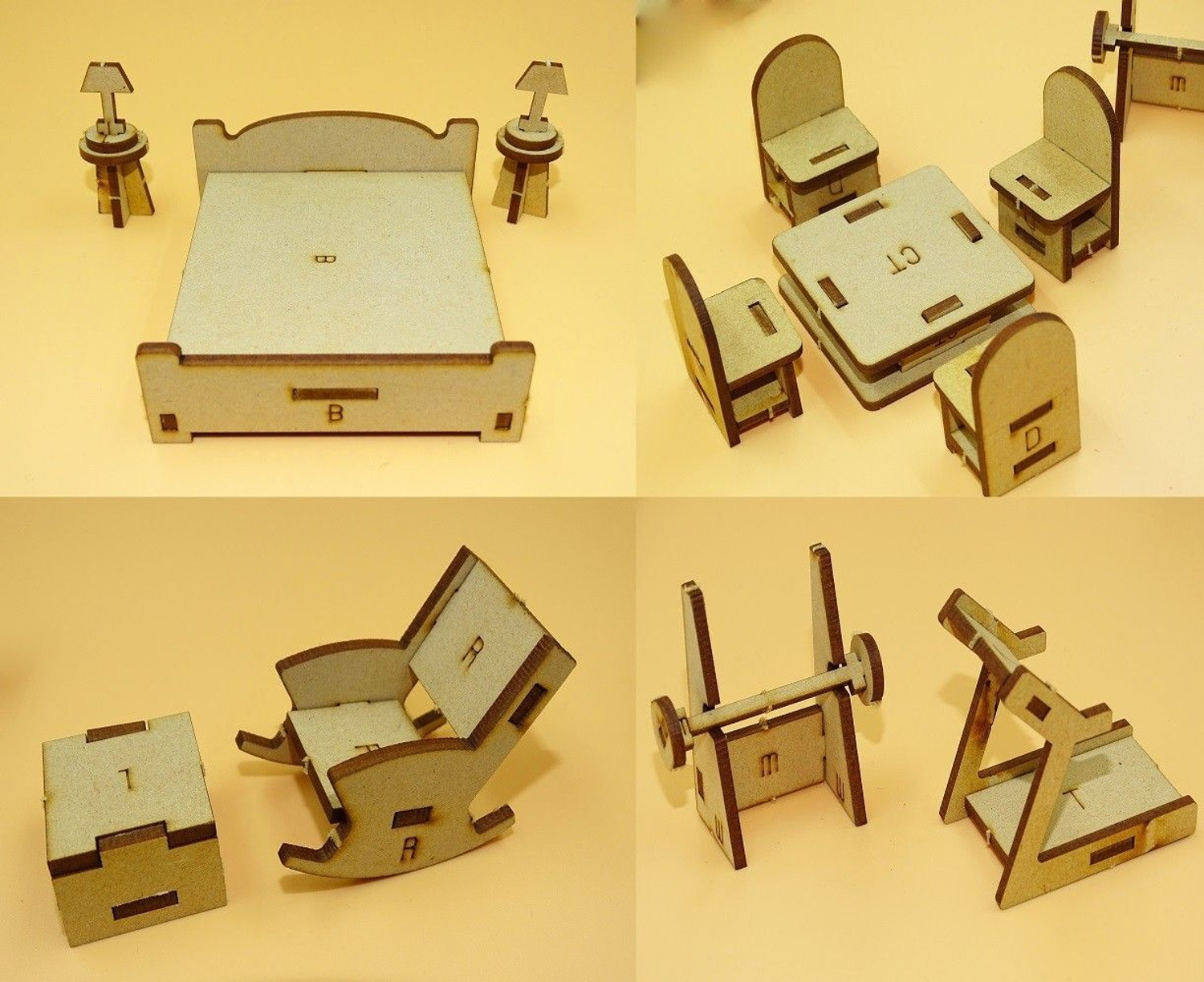 Image of poksi DIY Wooden Dollhouse Kit MDF Model House for Kids with Furniture Set
