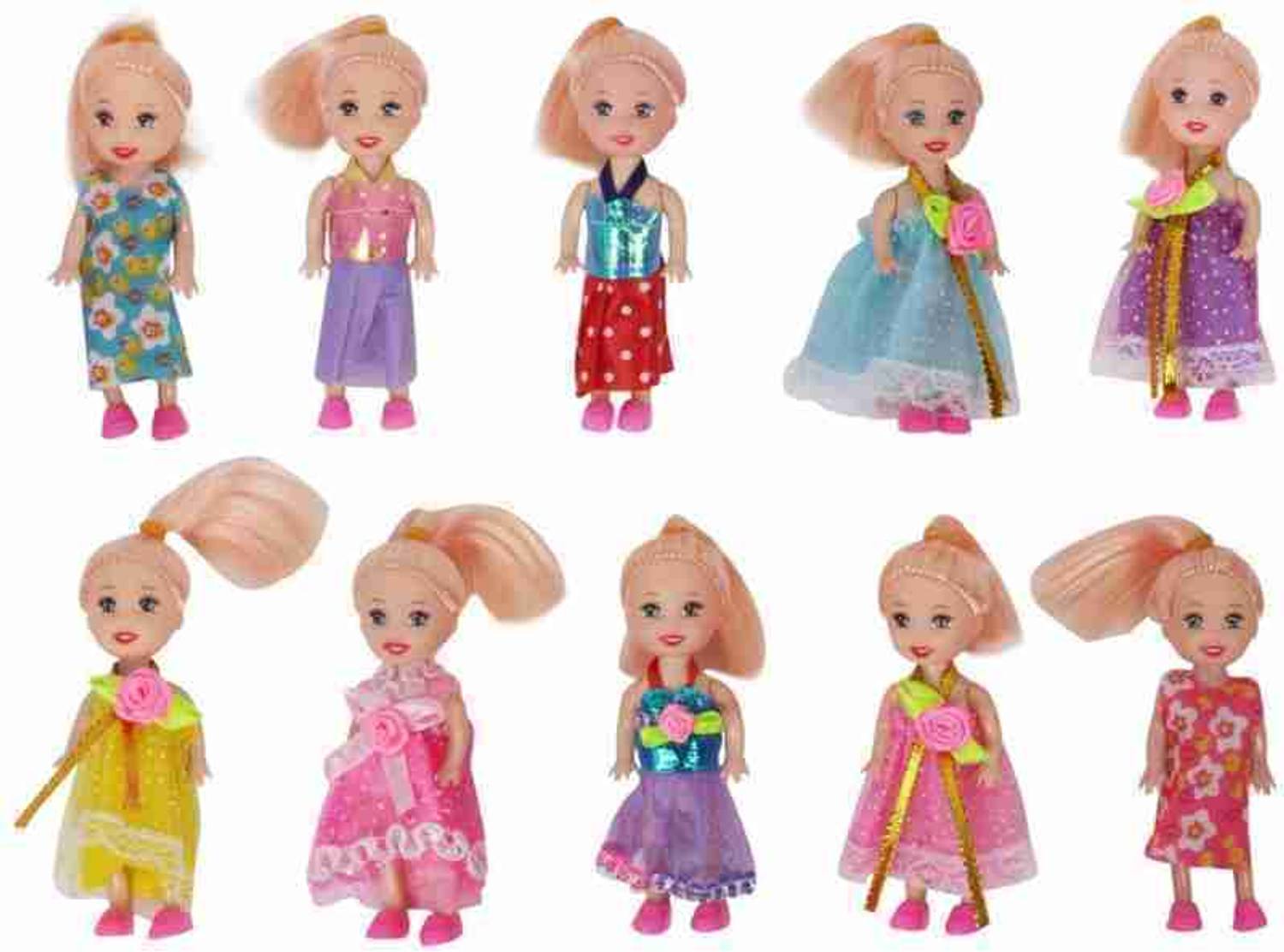 AKANSHA Mini Doll with Colorful Clothes Costume(Pack of 10 Doll )