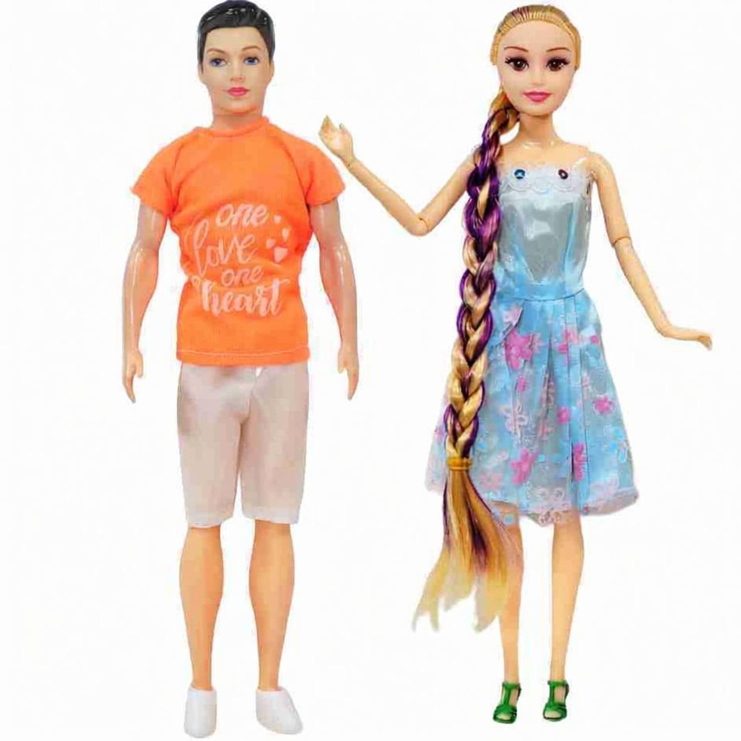AKANSHA Couple Doll Set for Kids, Movable Cen (Man) and Full Foldable & Long Hair Doll