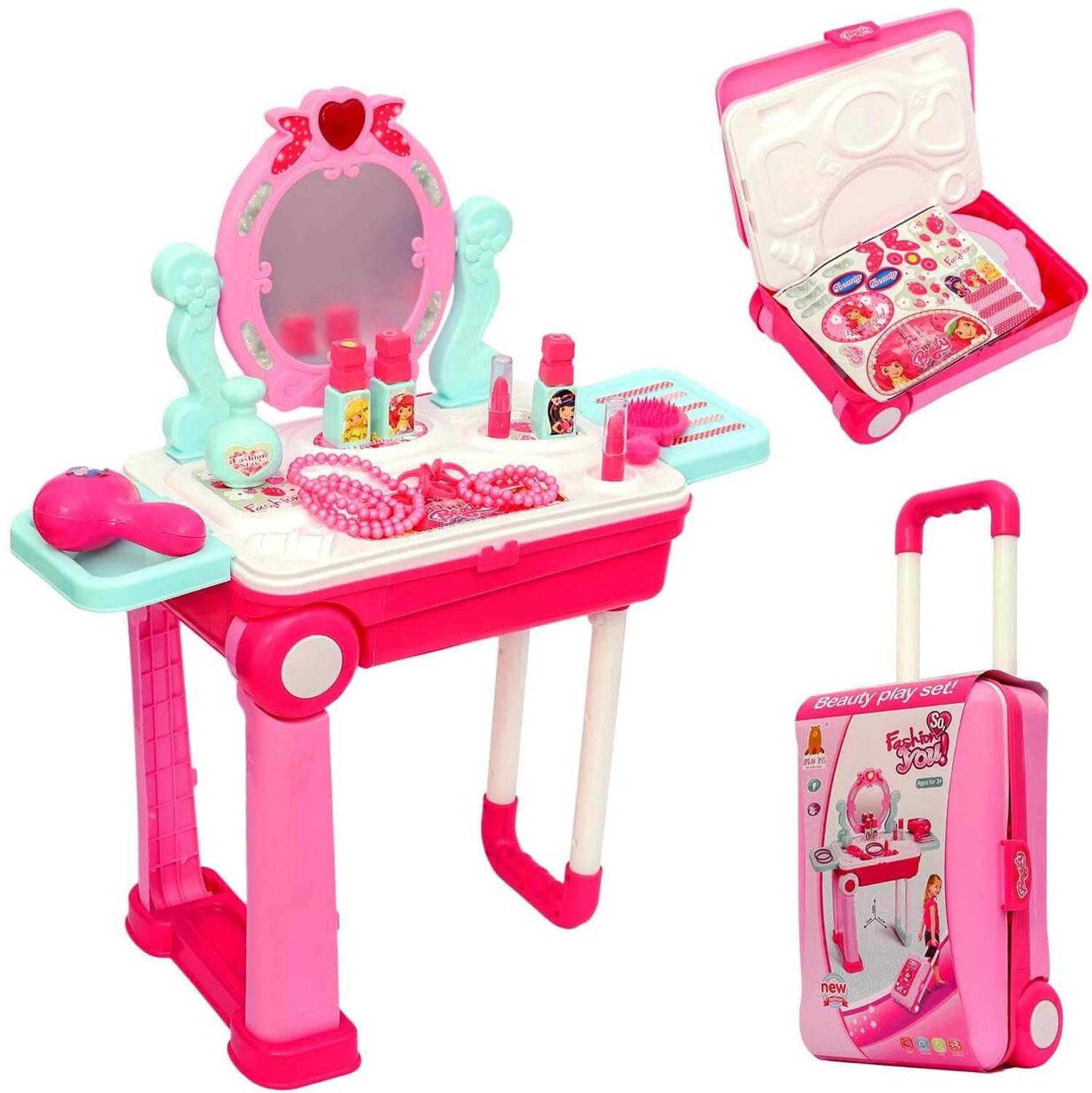 NIYAMAT 2 in 1 Fashion Makeup Beauty Set Trolley - Multicolour