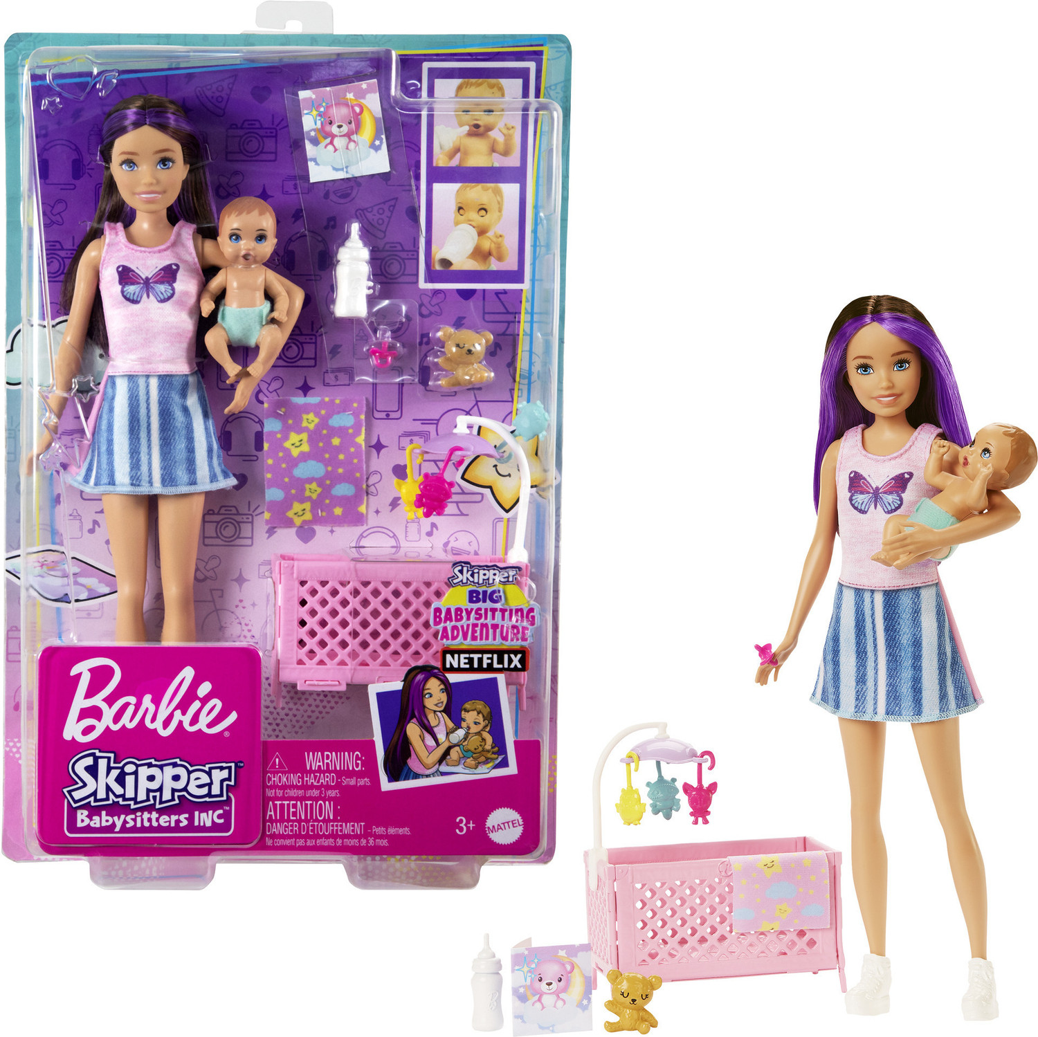 Image of BARBIE Doll and Accessories, Crib Playset with Skipper Doll